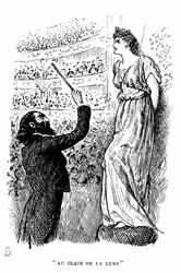 Trilby die Tontaube, die kein C von einem F unterscheiden konnte, gibt ein Konzert unter Svengalis hypnotischem Einfluss. Illustration von George Du Maurier für seinen Roman Trilby, London
