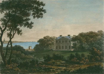 Haus von Andrew Robert Drummond, Cadland Park, Hampshire, graviert von William Watts (1752-1851)