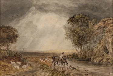 Landschaft [Die Heimkehr], Datum unbekannt (Aquarell auf Papier)