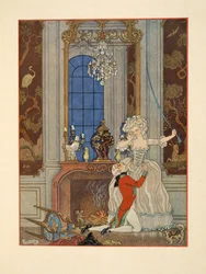 Danceny erklärt Cécile seine Liebe, Illustration aus 