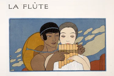 La Flute, Illustration aus Les Chansons de Bilitis, von Pierre Louys, veröffentlicht 1922