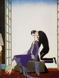 Le Feu, Lithographie von George Barbier, aus Falbalas et Fanfreluches, Almanach des Modes Présentes, Passées et Futures