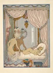 Marquise de Merteuils Besuch im Schlafzimmer von Cécile de Volanges, Illustration aus 