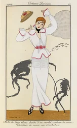 Robe de drap blanc bordée d