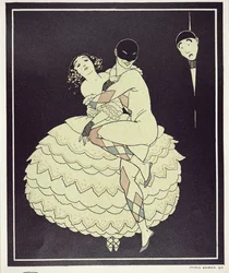 Tamara Karsavina (1885-1978) als Columbine und Vaslav Nijinsky (1890-1950) als Harlekin in Fokines 