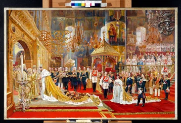 Krönung des russischen Zaren Alexander III. (1845-1894) und der Kaiserin Maria Fjodorowna (Dagmar von Dänemark) (1847-1928)