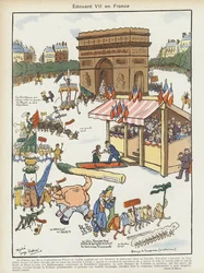 König Edward VII.s Besuch in Frankreich. Illustration für Le Rire