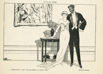 Illustration von Georges Leonnec (1881-1940) in Le Lire, 20/07/12 - Der galante Schwarze Mann - Liebe, Fremdenfeindlichkeit - Schwarz