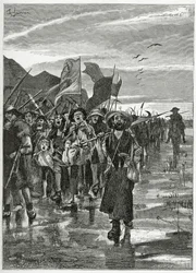 Der Wildbach der Rebellen - Illustration aus „Han von Island“, 19. Jahrhundert