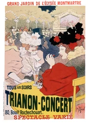 Plakat für die Shows im Trianon-Konzert im Garten des Pariser Kabaretts Elysee Montmartre, ca. 1900