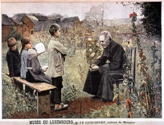 Der Katechismus (Priester und Kinder im Garten) von Georges Meunier, Musée du Luxembourg - in „Le petit Journal“ vom 5. Juni