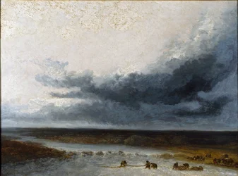 Landschaft mit Fischern an der Mündung eines Flusses, frühes 19. Jahrhundert