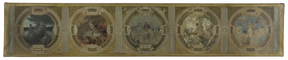 Skizze für die Lobau-Galerie im Pariser Rathaus: Die Geburt von Paris. Der Kampf. Philosophie und antike Literatur. Frühling. Literatur, 1890