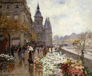 Ein Blumenmarkt entlang der Seine
