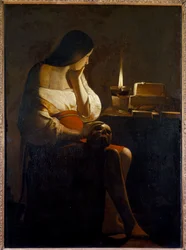 Magdalena im Nachtlicht, Vanitas, 17. Jahrhundert. Maße: 1,28 x 0,94 m