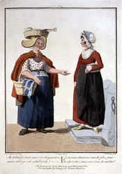 Fischverkäufer, graviert von L. Portman