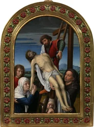 Die Kreuzabnahme (Joseph von Arimathäa, Nikodemus, der Apostel Johannes, Maria Magdalena, die Jungfrau und der tote Christus)
