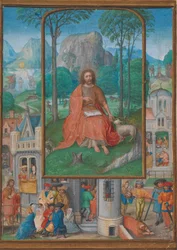 Manuskriptillumination mit Szenen aus dem Leben des Heiligen Johannes des Täufers, ca. 1515