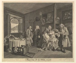 Die Modeheirat, Tafel VI, 1. April 1745