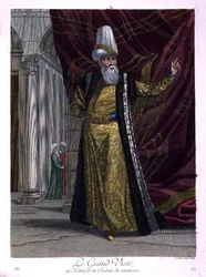 Der Großwesir in zeremoniellen Roben und Turban