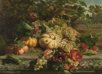 Stillleben mit Blumen und Früchten