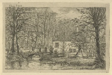 Haus mit Brücke über Graben