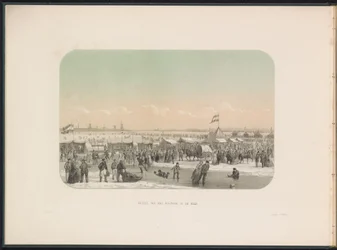 Eisvergnügen auf der Maas in Rotterdam, gesehen vom Bollwerk, 1855