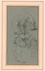 Studie eines sitzenden Mannes für eine Figur im Gemälde Der Prophet Elisa und die Schunemiterin auf dem Berg Karmel (Nationalmuseum, Warschau, Inv. M.Ob.551 MNW)