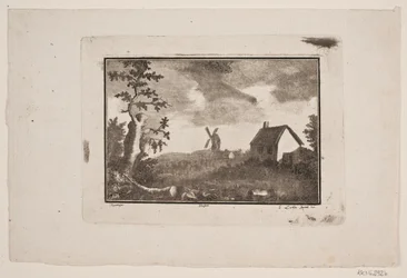 Landschaft mit Haus und Mühle