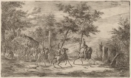 Kavallerie und Heuwagen