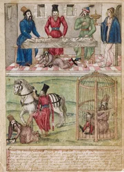 Bayezid I. gefangen von Timur, vor 1561