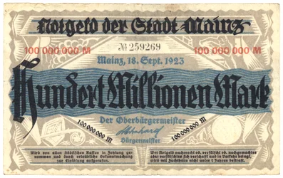 Eine Hundert-Millionen-Mark-Banknote, 1923