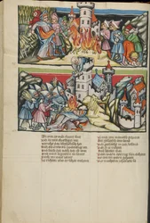 Abimelech-Illuminationen aus der Weltchronik, Ms. 33, fol. 137v, um 1400-10