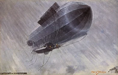 Luftschiff im Schneesturm