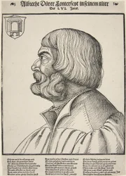 Albrecht Dürer, im Alter von 56 Jahren (Holzschnitt)