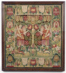 Allegorischer Wandteppich-Kissenbezug, Norddeutschland, wahrscheinlich Hamburg, ca. 1600-50