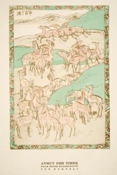 "Anmut der Tiere" nach einem Holzschnitt von Hokusai, aus Styl, veröffentlicht 1922