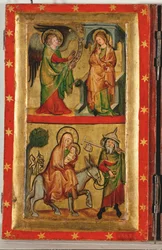 Verkündigung und Flucht nach Ägypten, vom Clarissinnenaltar, dem Altar der Nonnen von St. Clara in Breslau, Polen