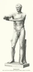 Apoxyomenos, Statue eines Athleten, der Schweiß und Staub mit einem Striegel abkratzt