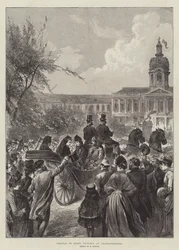 Ankunft von Königin Victoria in Charlottenburg (Gravur)
