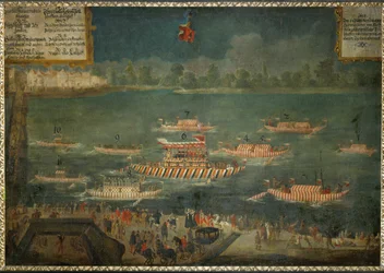 Baron Kuefstein, kaiserlicher Botschafter am Hof des Sultans, reist mit dem Boot die Donau hinunter zu seinem Posten