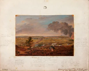 Schlacht von Mont-Saint-Jean, gezeichnet und gemalt während der Aktion von Major Kunts der hannoverschen Einheit, 18. Juni 1815