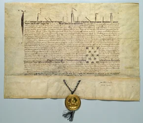 Bulle von Karl IV. (1316-78), Heiliger Römischer Kaiser, 29. Januar 1365 (Tinte auf Pergament mit Goldsiegel)