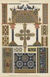 Byzantinisch, Glasmosaik, farbiges Emaille und Beleuchtung
