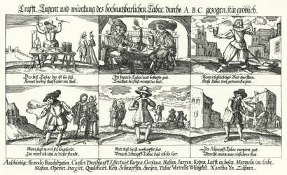 Karikatur über Tabak- und Pfeifenrauchen