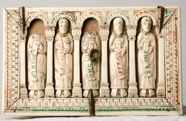 Domschatz. Reliquienschrein. Holz und Elfenbein. Köln, Deutschland. Ca. 1150.