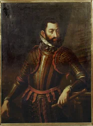Graf Adolf Schwarzenberg, der die Festung Győr, Ungarn, 1594 von den Türken zurückeroberte