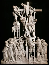 Abnahme vom Kreuz. Elfenbeinskulptur der deutschen Schule