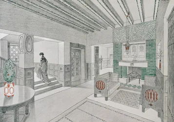 Entwurf für eine Wohnhalle von Valentin Mink, 1906