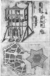Entwurf für Befestigung aus Harmonia in Fortalitiis Construendis, Defendensis & Oppugnandis von Wendelin Schildknecht, S. 120, veröffentlicht 1652